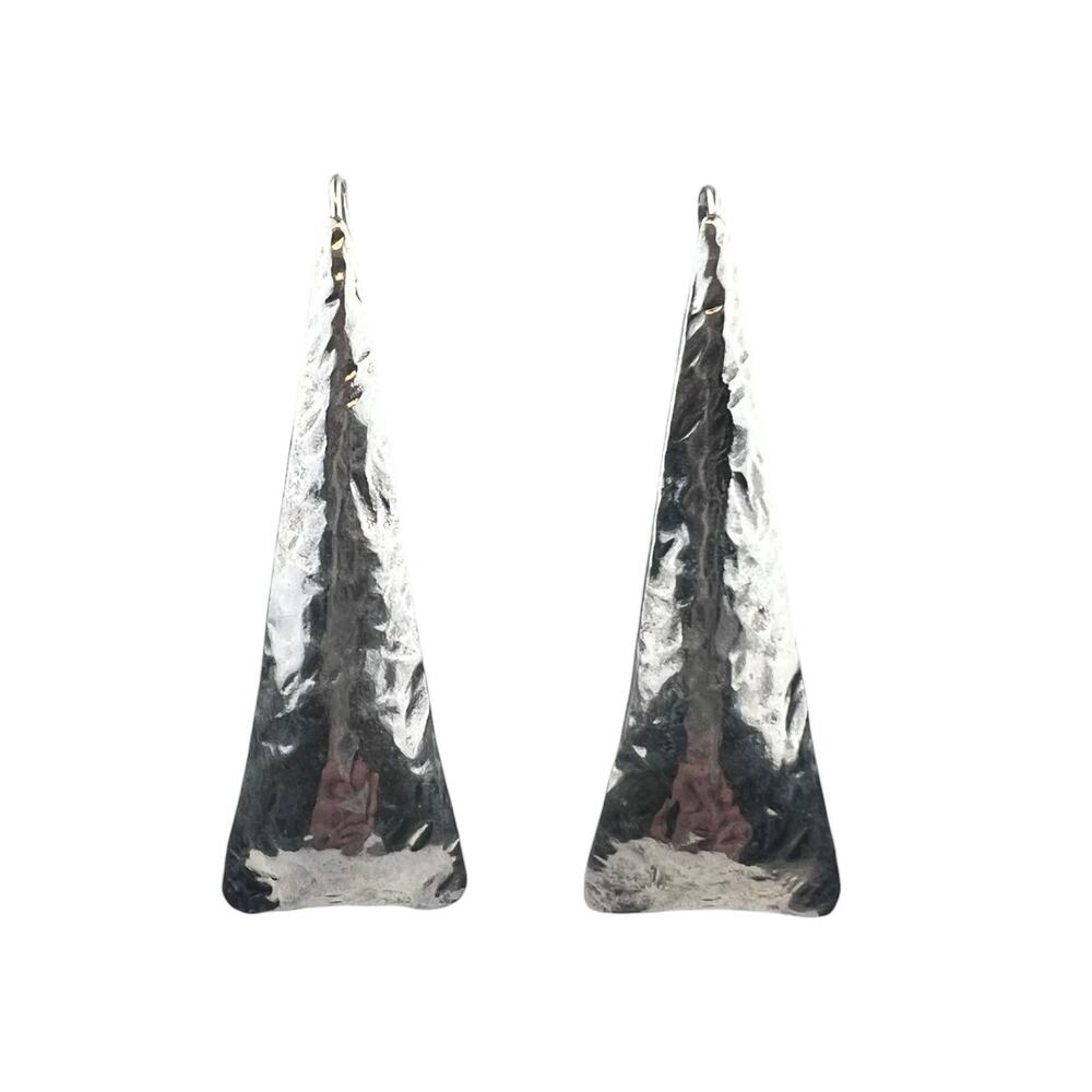 PZ Israel Sterling Silver Pierced Earrings Hammered Triangle